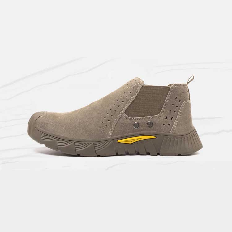 Hot selling men's mid cut business non slip steel toe work shoe hotel wear resistant executive cowhide leather safety boots