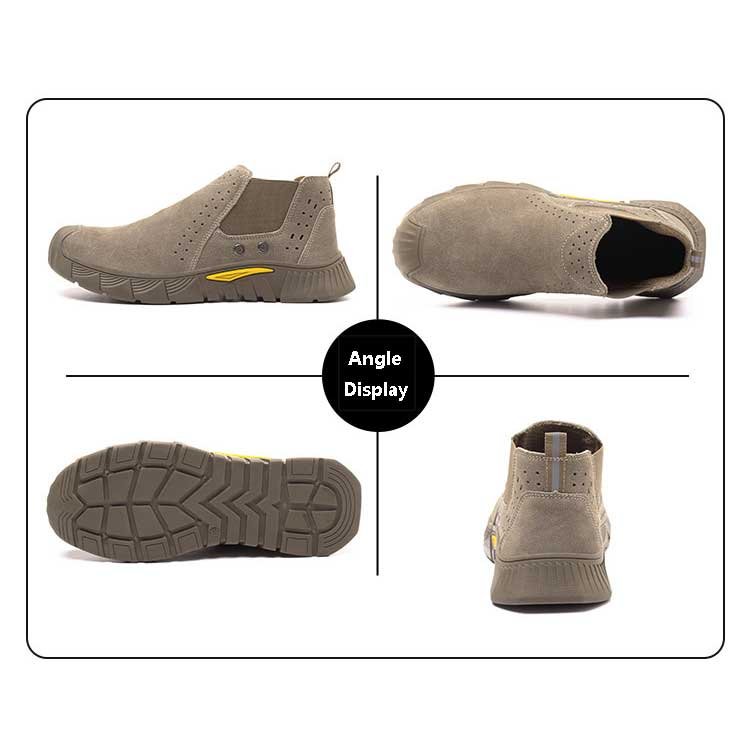 Hot selling men's mid cut business non slip steel toe work shoe hotel wear resistant executive cowhide leather safety boots