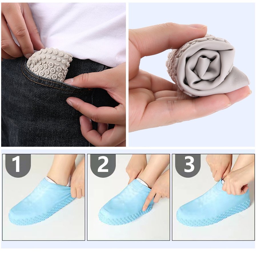 Thickness Silicon Waterproof Shoe Cover Rubber Non-Slip Water Shoes Protector Rain Cover Boot Men Rain Boots Factory Wholesale