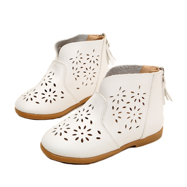 Wholesale new retro hollow girls short boots non-slip casual printing pattern children's boots