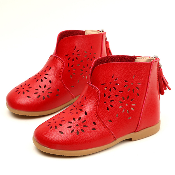 Wholesale new retro hollow girls short boots non-slip casual printing pattern children's boots