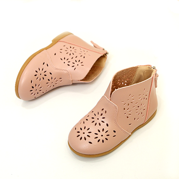 Wholesale new retro hollow girls short boots non-slip casual printing pattern children's boots