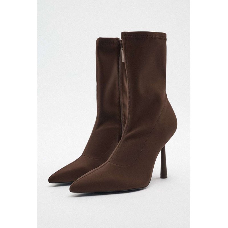 New Fashion Brown Sexy Calf Leather Upper Ladies Stiletto Custom Mid Boots
