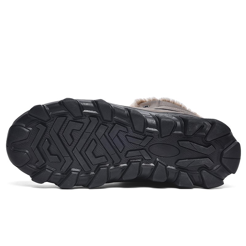 New leather men winter men boots custom with logo plus size 48 plush warm outdoor shoes fur lace-up high quality BIG US 15
