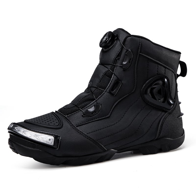Factory Wholesale Men's Denim Leather Racing Shoes Winter & Summer Adventure Motorcycle Boots
