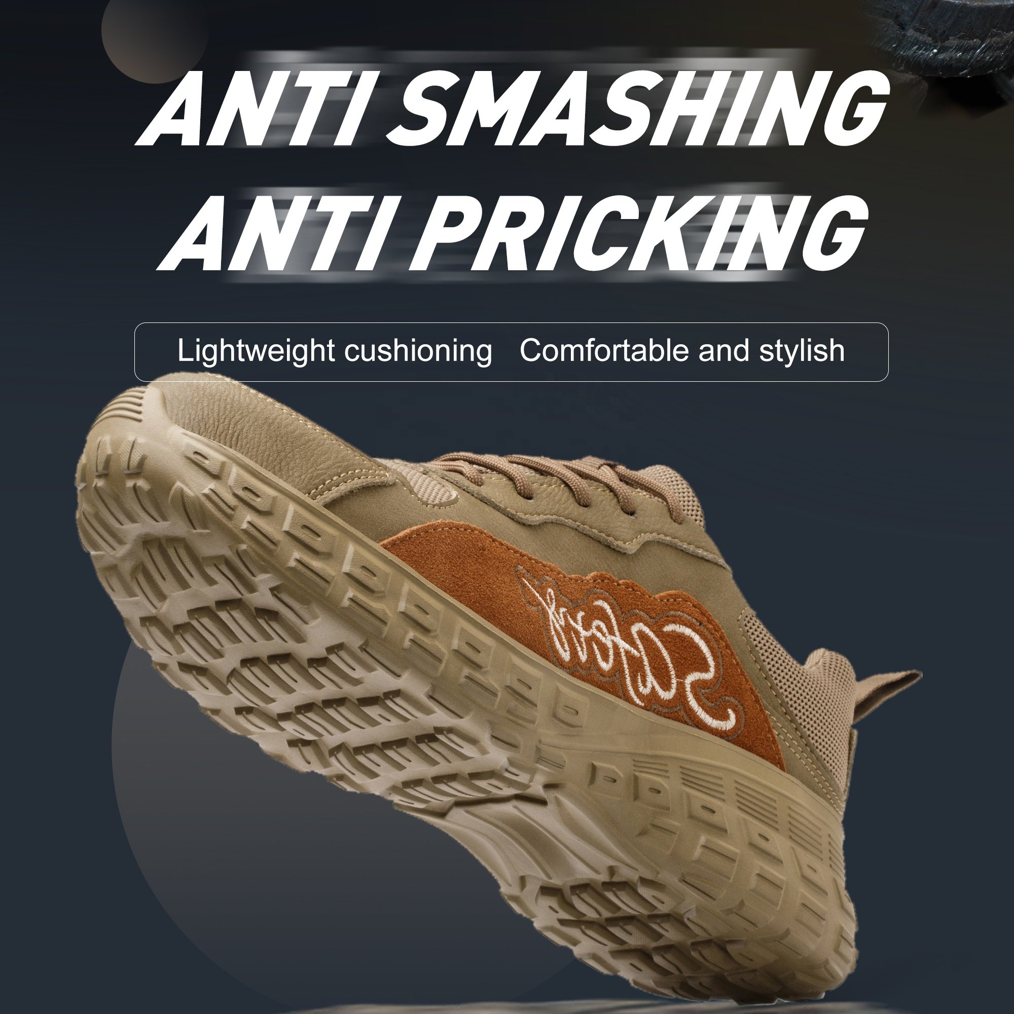 Working shoes men anti-smashing wear resistant fashionable high summer mesh security steel toe safety shoe