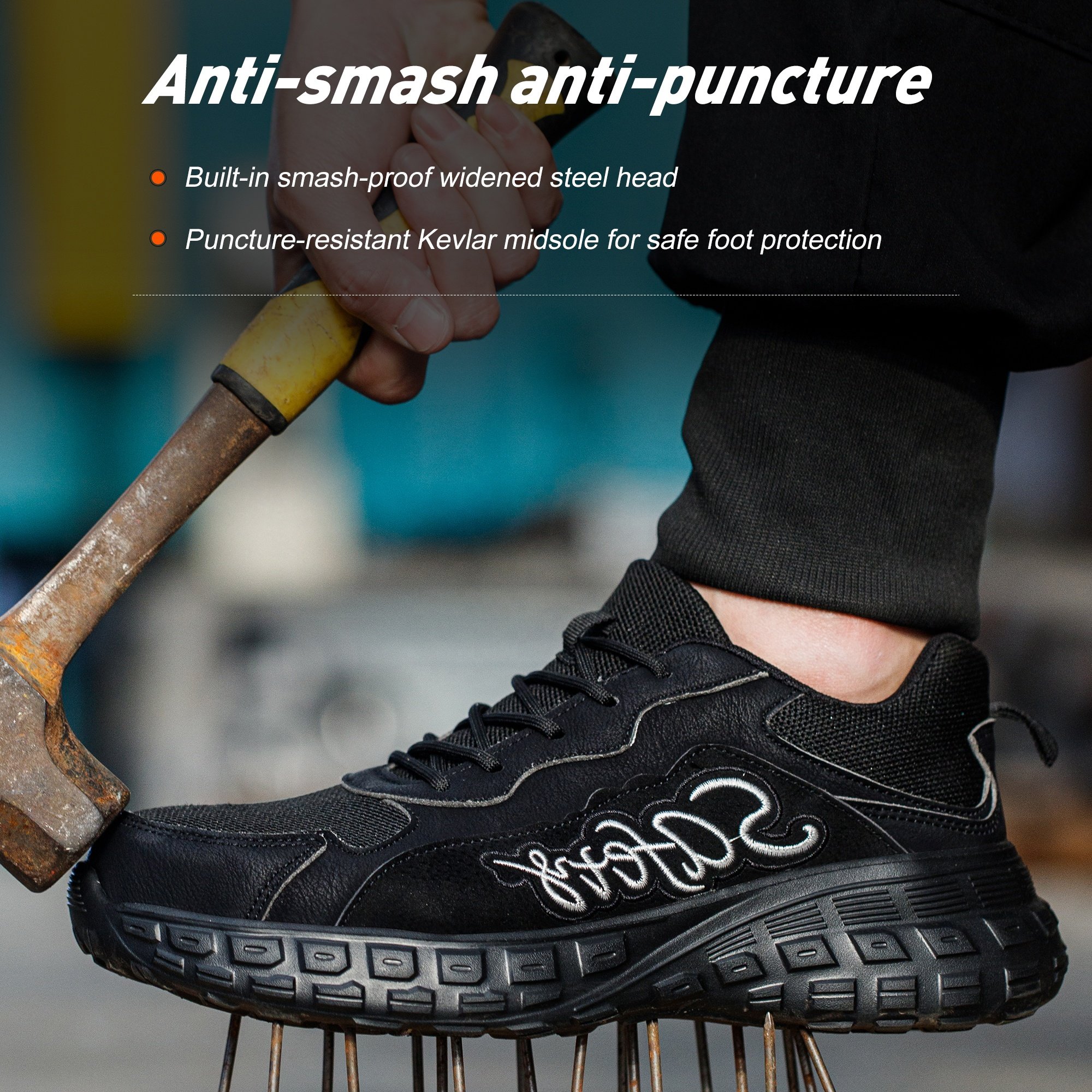 Working shoes men anti-smashing wear resistant fashionable high summer mesh security steel toe safety shoe