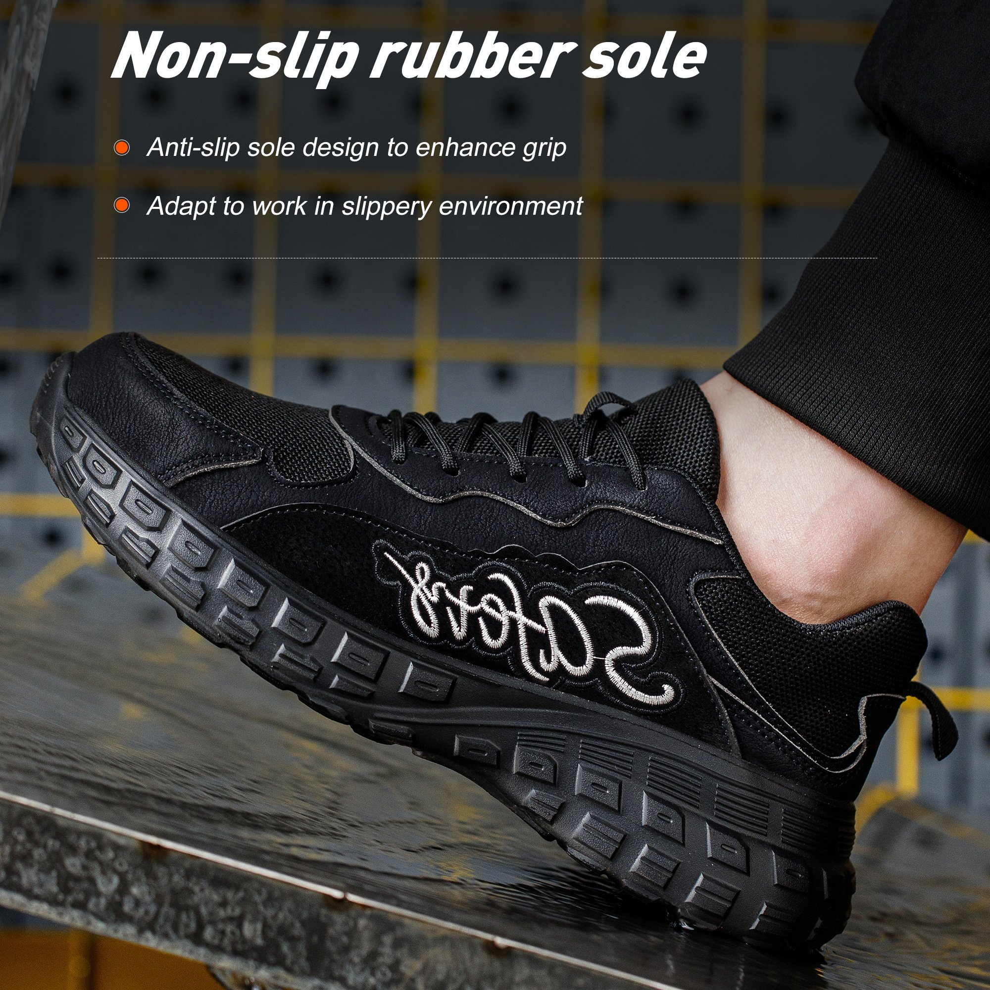 Working shoes men anti-smashing wear resistant fashionable high summer mesh security steel toe safety shoe