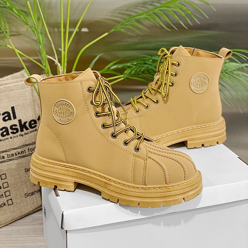Fashion Delicate Leather Upper Martin Boots Stable Grip Rubber Non-slip Sole High Ankle men's Hiking Shoes