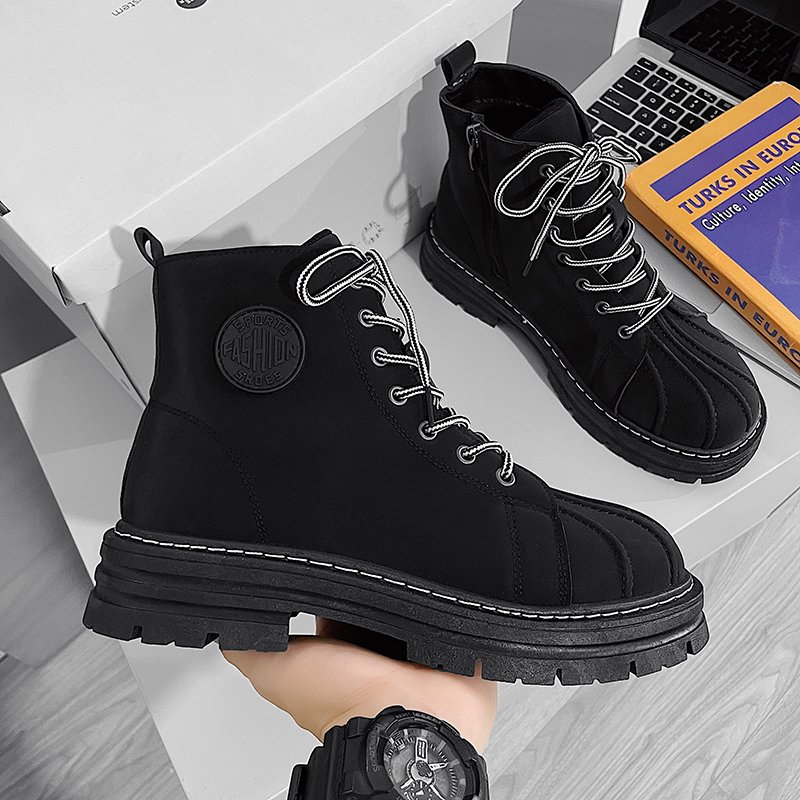 Fashion Delicate Leather Upper Martin Boots Stable Grip Rubber Non-slip Sole High Ankle men's Hiking Shoes