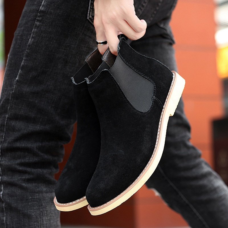 hot selling fashion simple men's plus size men's boots mid-top boots