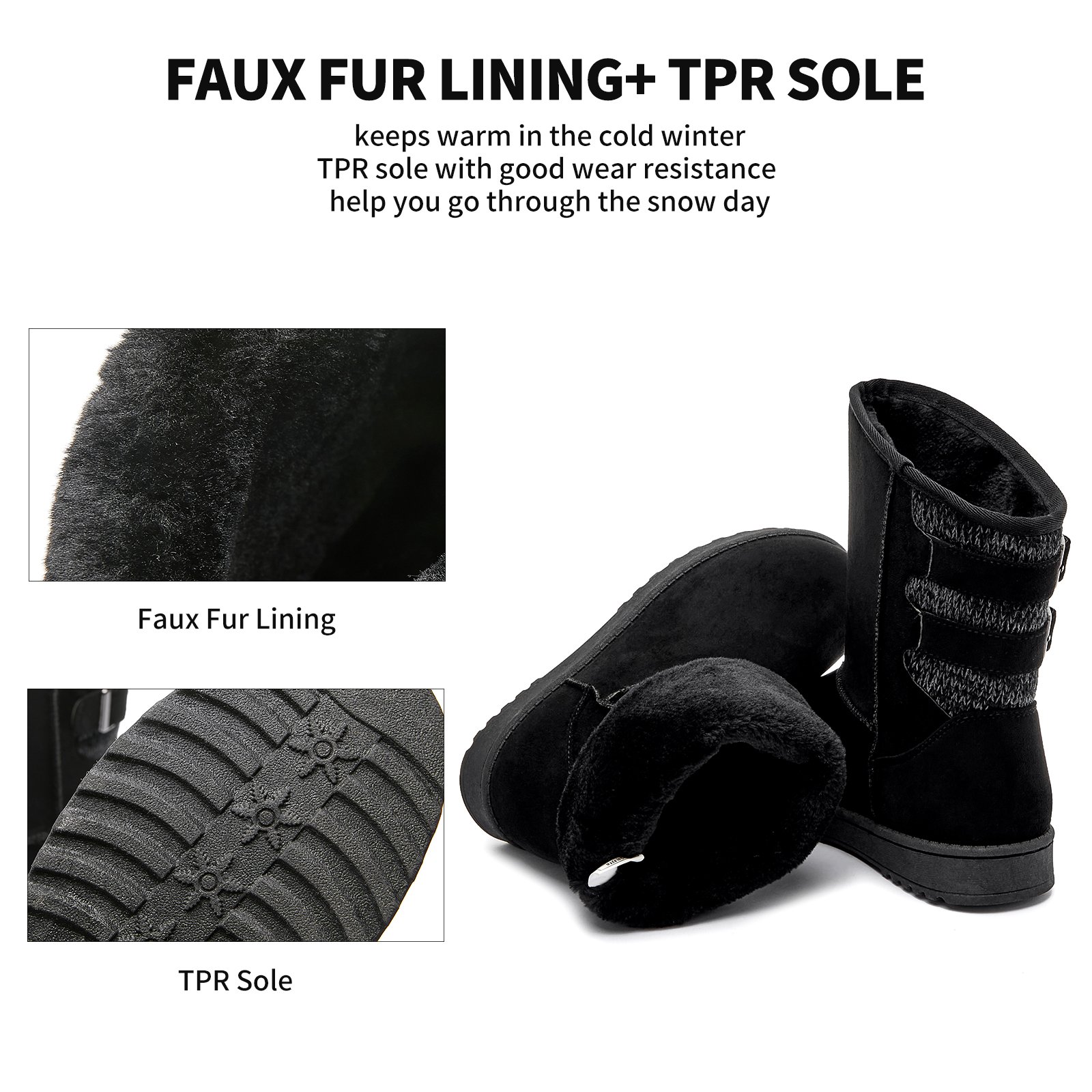 XRH New design snow boots for winter women ankle boots shoes woman lady mid calf fur snow boots shoes