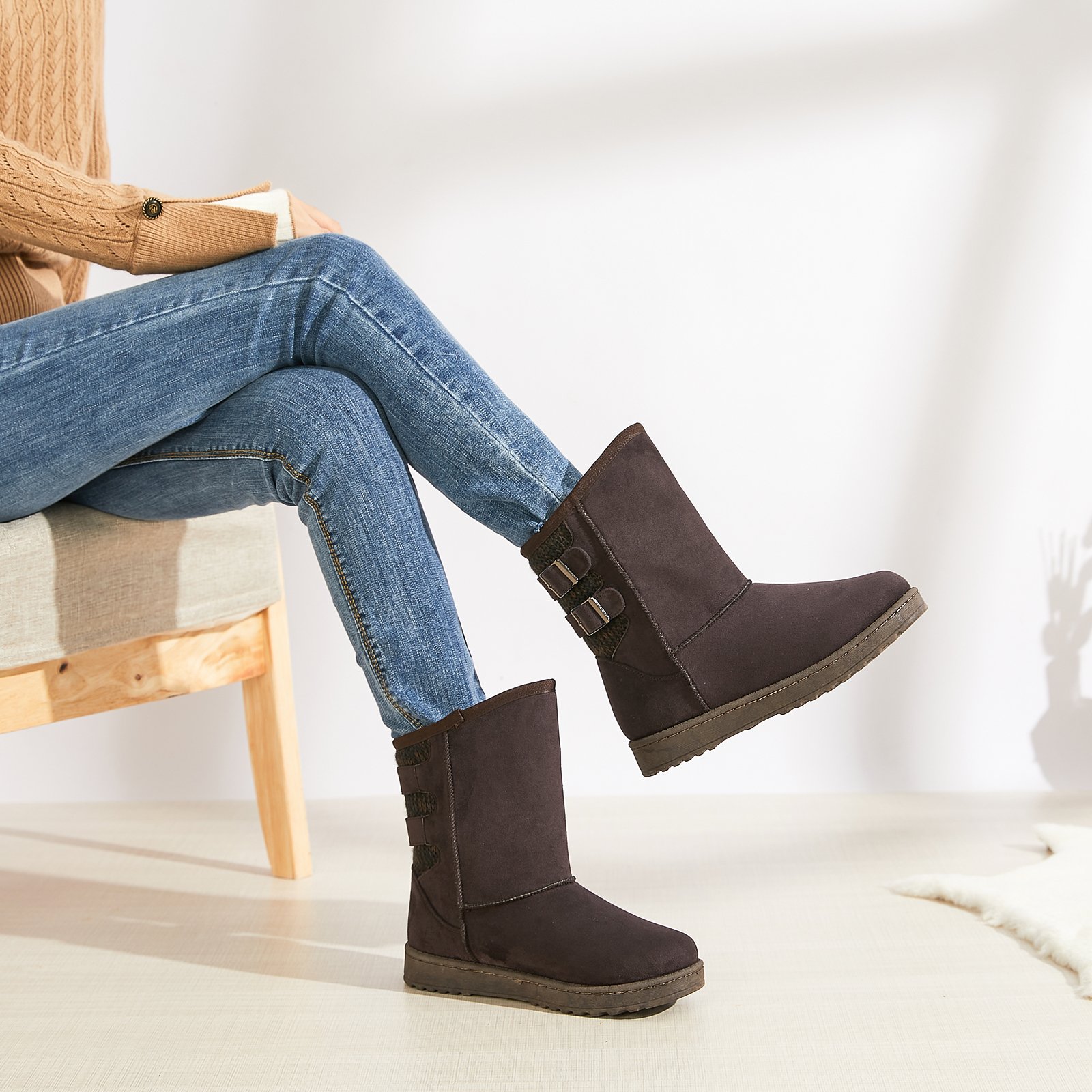 XRH New design snow boots for winter women ankle boots shoes woman lady mid calf fur snow boots shoes