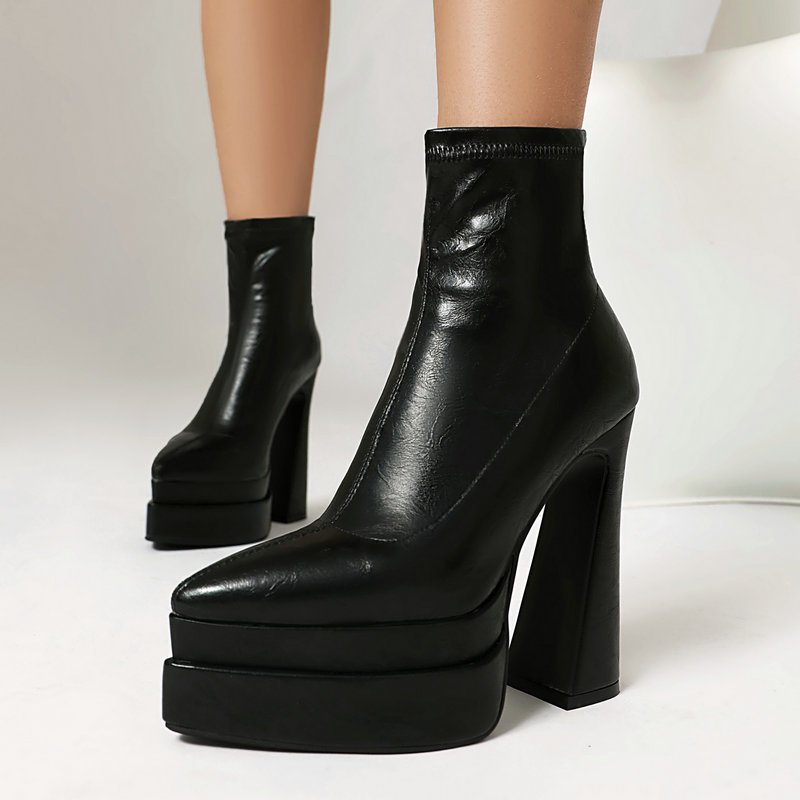 SHIKOL ankle boots for women fall winter faux fur boots zipper custom big size 12 black white brown platform shoes women boots
