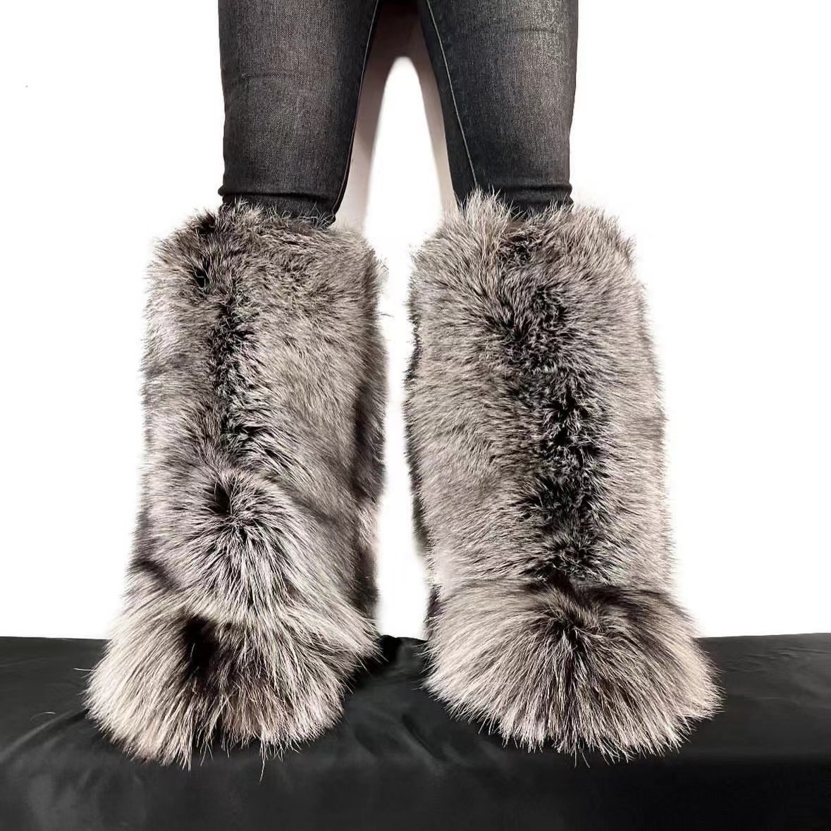 Plush Warm Style Winter Boots Women Shoes Hot Sell Real Fur Boots Ladies New Design Furry Snow Boots Fashion Trend Plus Size