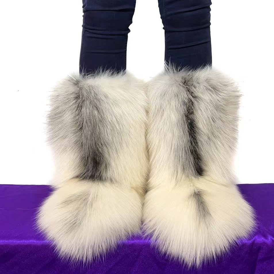 Plush Warm Style Winter Boots Women Shoes Hot Sell Real Fur Boots Ladies New Design Furry Snow Boots Fashion Trend Plus Size