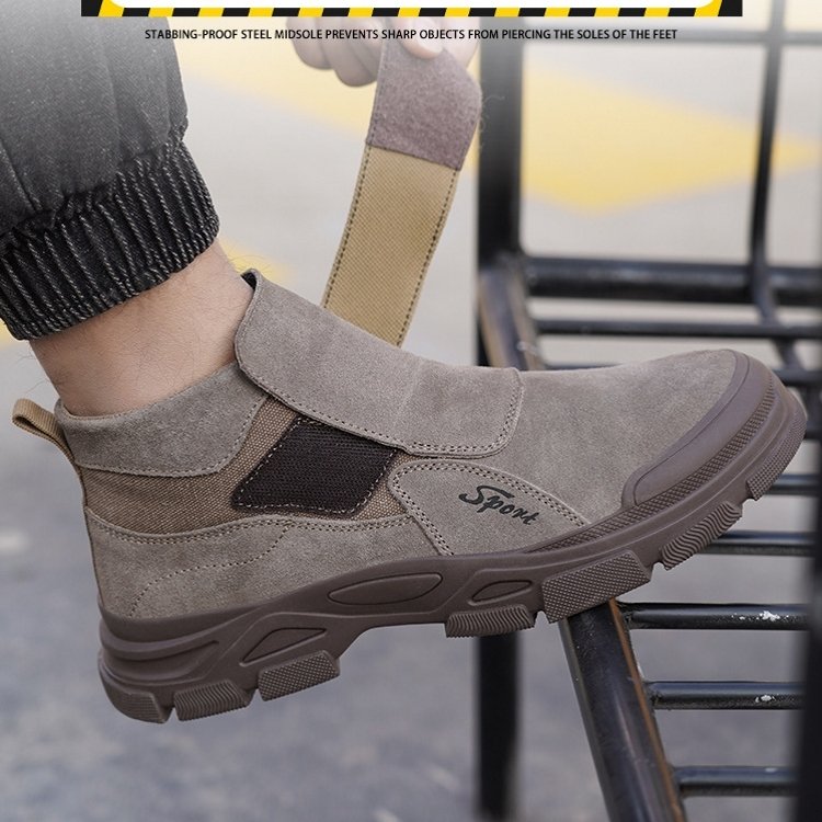 Functional industrial welder construction protective heavy duty work shoes engineer leather steel toe safety boots for men