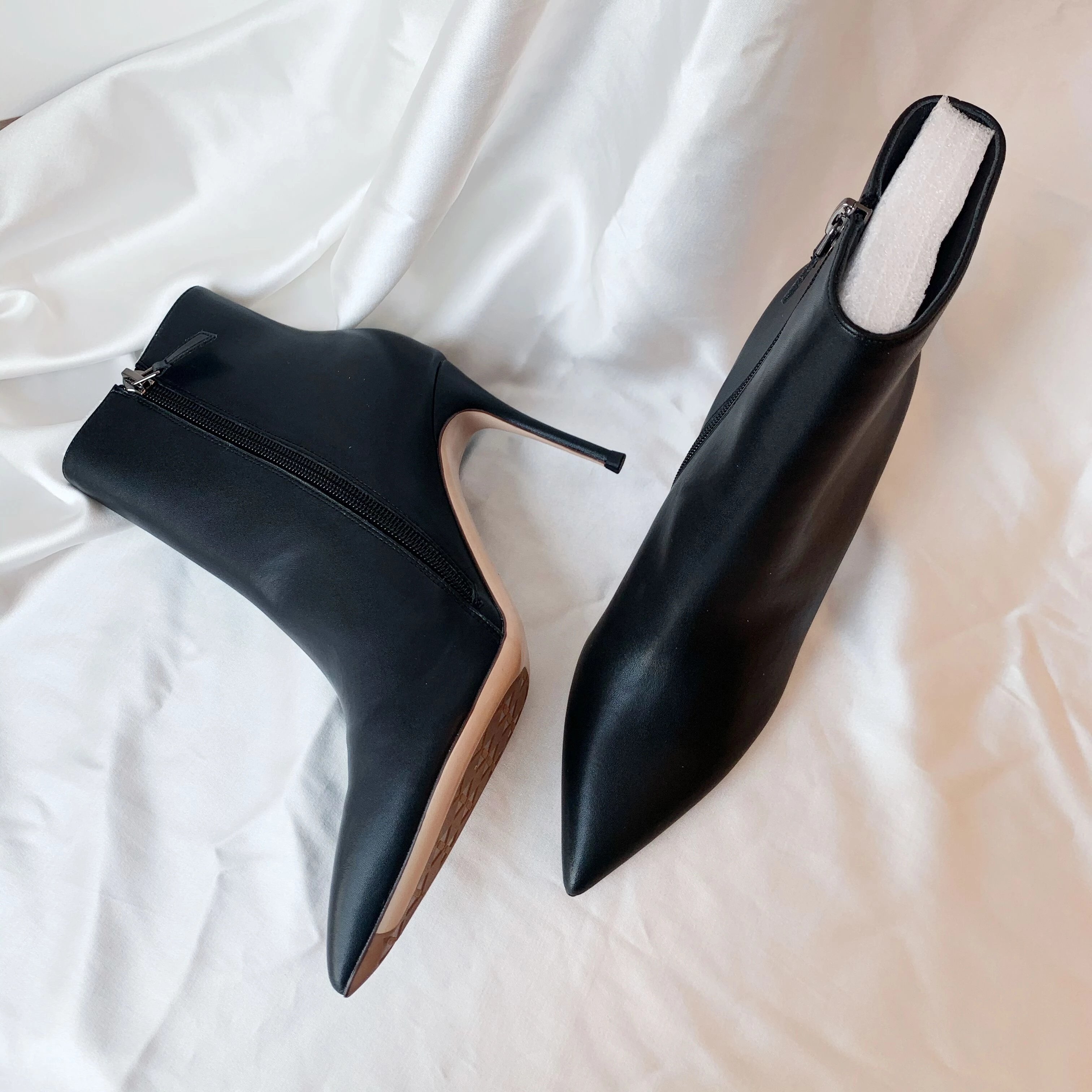 Women's Simple Classic Design Black Ankle Boots High Heels Waterproof Autumn Winter Leather Shoes Western Chelsea Boots Rubber