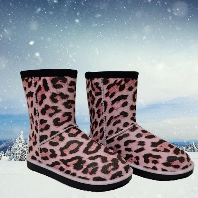 Fashion High Quality Women's Winter Warm Non-Slip Flat leopard print Snow Boots