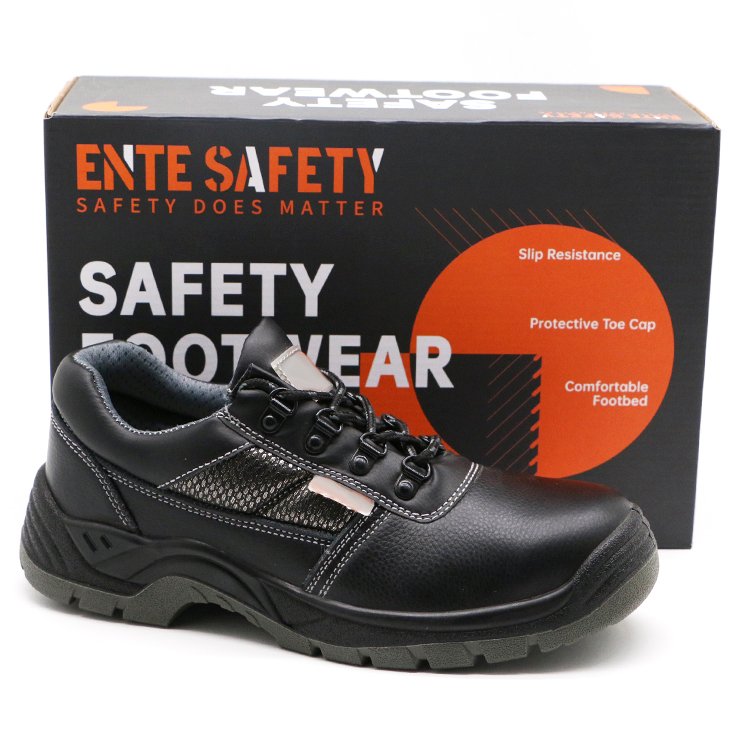 ENTE SAFETY Low cut embossed split cow leather upper anti-smash waterproof cat work safety shoes for men