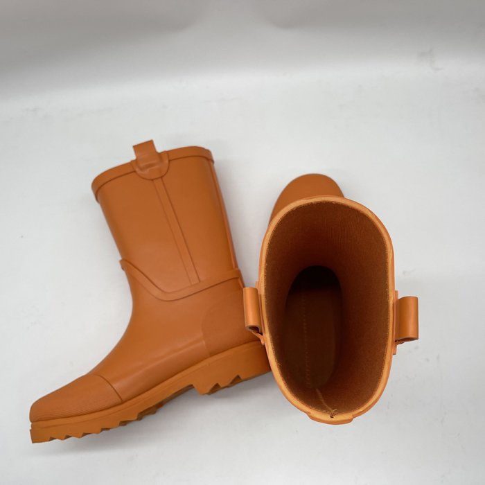 Best quality anti slip protective waterproof orange botas de mujer unisex cheap ruber rain boots