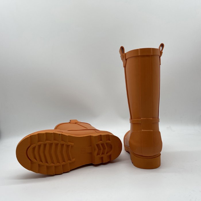 Best quality anti slip protective waterproof orange botas de mujer unisex cheap ruber rain boots