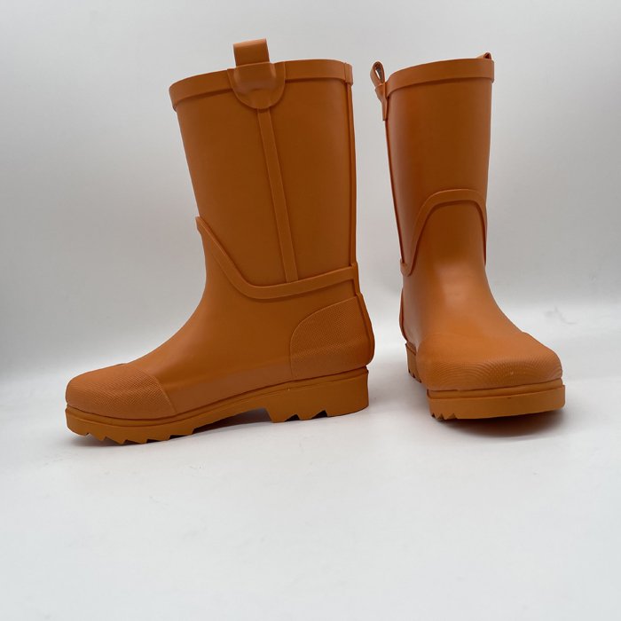 Best quality anti slip protective waterproof orange botas de mujer unisex cheap ruber rain boots