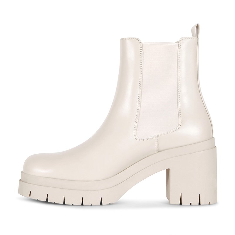 Casual pure color waterproof wholesale custom logo thick sold chunky heels round toe women ankle boots shoes