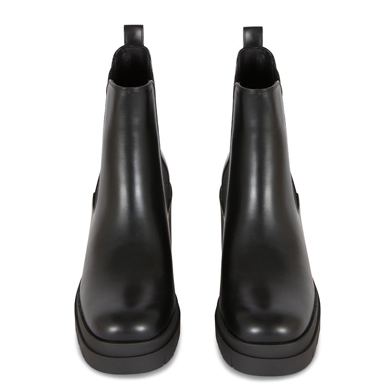 Casual pure color waterproof wholesale custom logo thick sold chunky heels round toe women ankle boots shoes