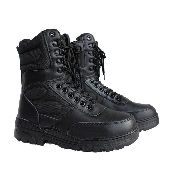men's Leather Black Tactical training outdoor boots shoes Durable Waterproof Leather Safety Boots for Men