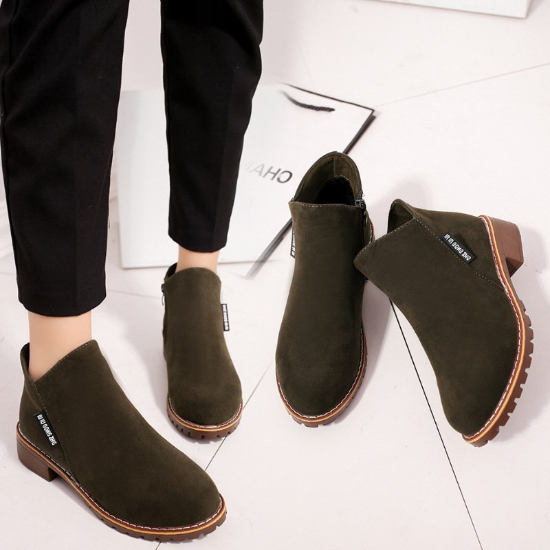 Autumn And Winter New Korean Martin Boots Women's Side Zipper Short Boots Women's Low Heel Low Tube Student Women's Boots