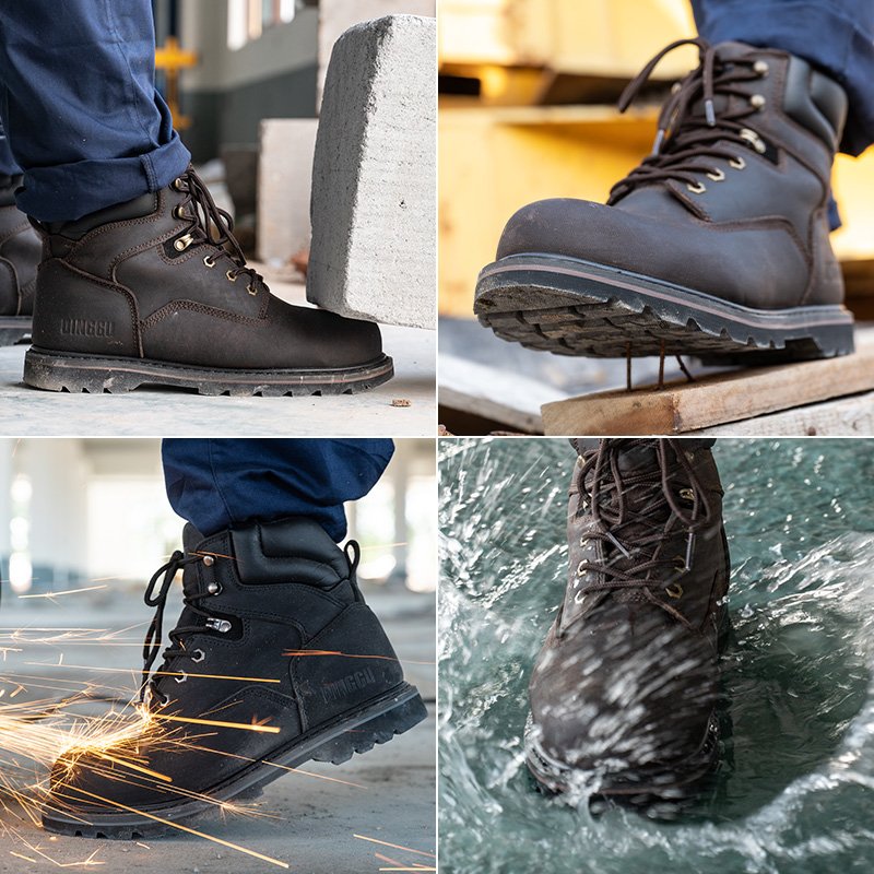 Goodyear Safty Boots Men Industrial Shoes Workwear Genuine Leather Shoes Safety Boots Welt Safety Shoes Footwear