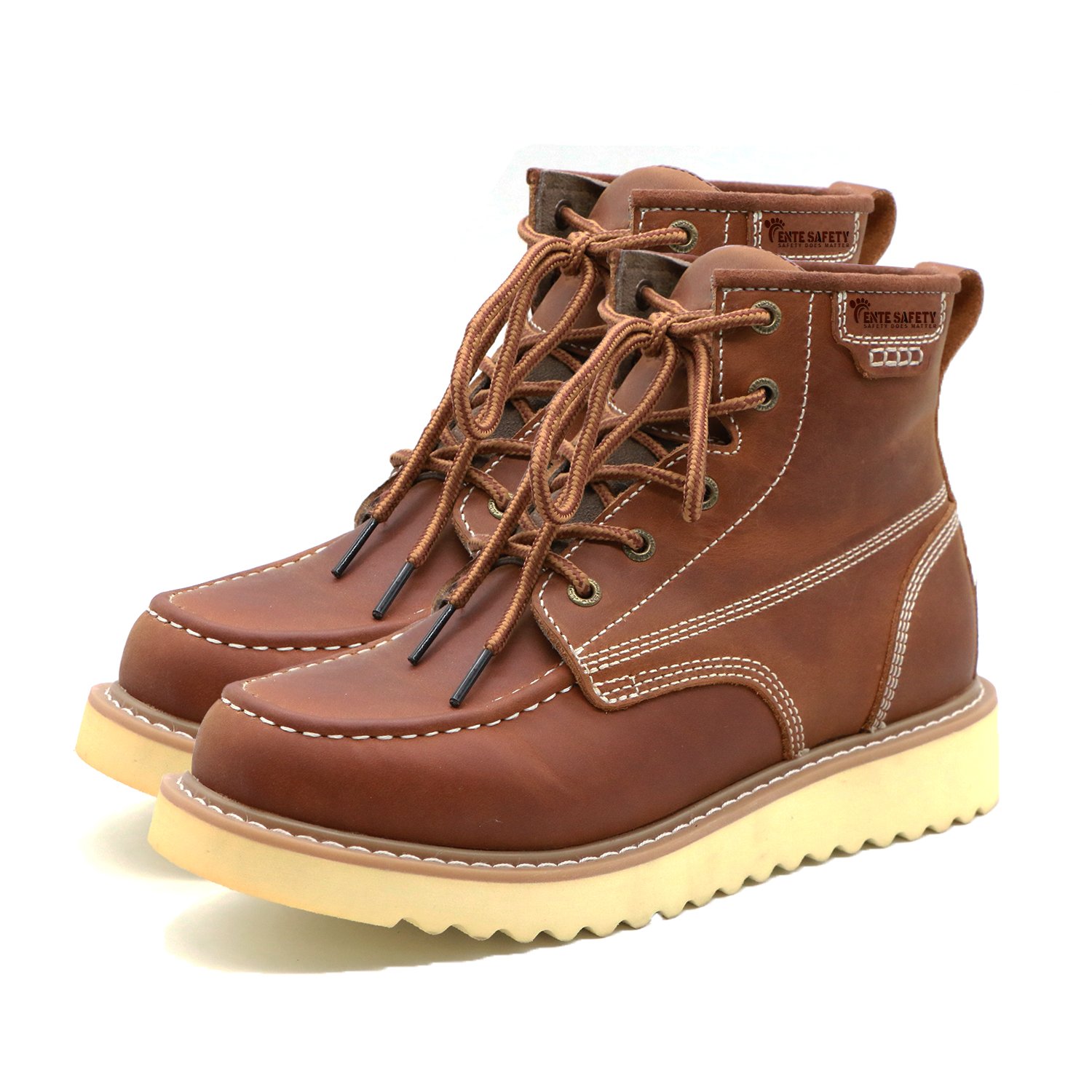 ENTE SAFETY Spot goods brown new design anti-slip anti-smash durable steel toe high cut steel toe work boots safety shoes