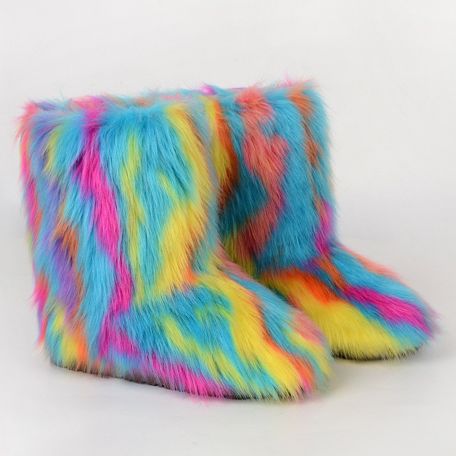 2024 Hot Selling Customized Color Wholesale warmful Faux Fur Boots for women