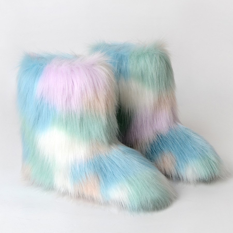 2024 Hot Selling Customized Color Wholesale warmful Faux Fur Boots for women