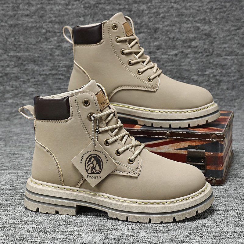 Men's Low Cut Boots Fashion Motorcycle Ankle Boots Men Winter Lace Up Boots