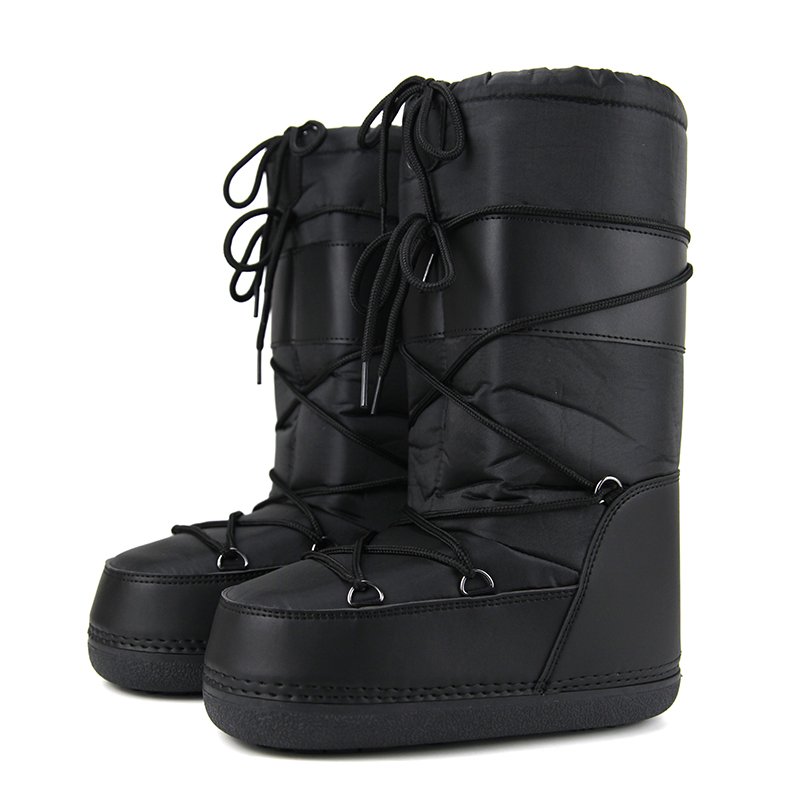 Women's snow boots with black high-top cotton lined with comfortable warm winter boots