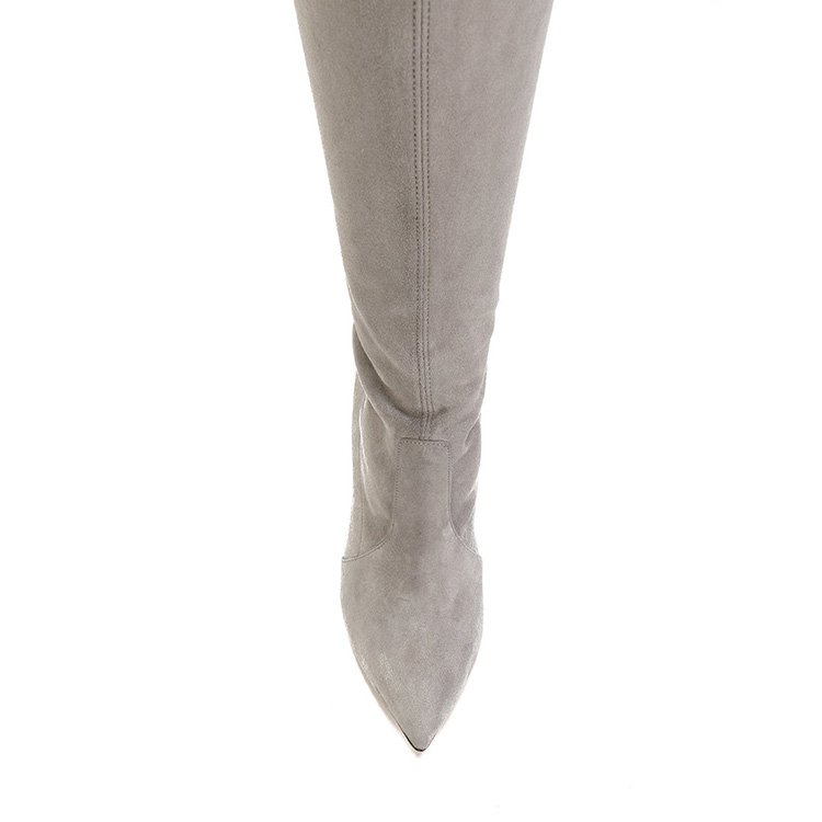 New fashion design sexy pointed toe 11cm thin high heels suede leather women thong boot shoes