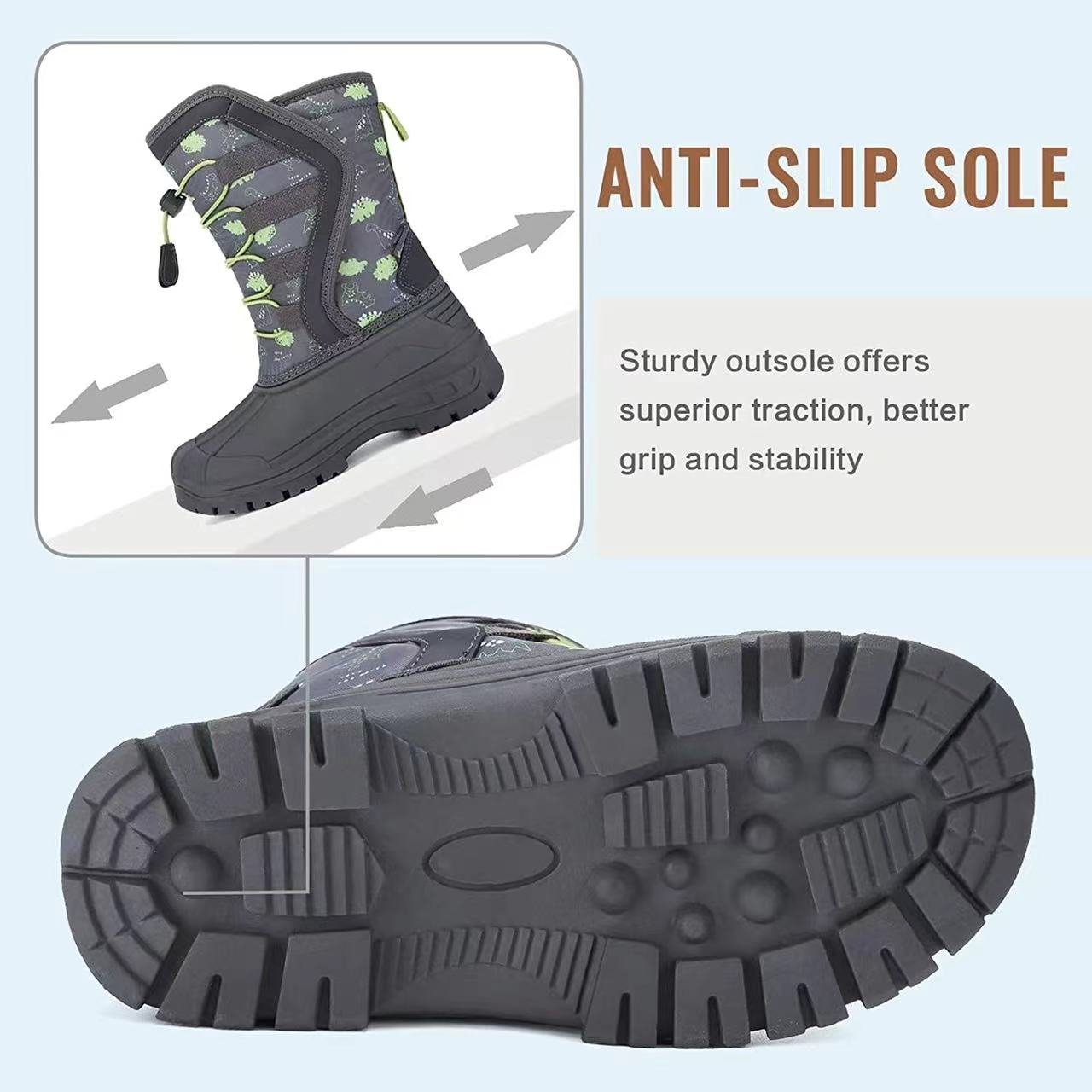 classic popular Anti-slip rubber Tpr sole waterproof Custom kids girl boy outdoor warm snow boots