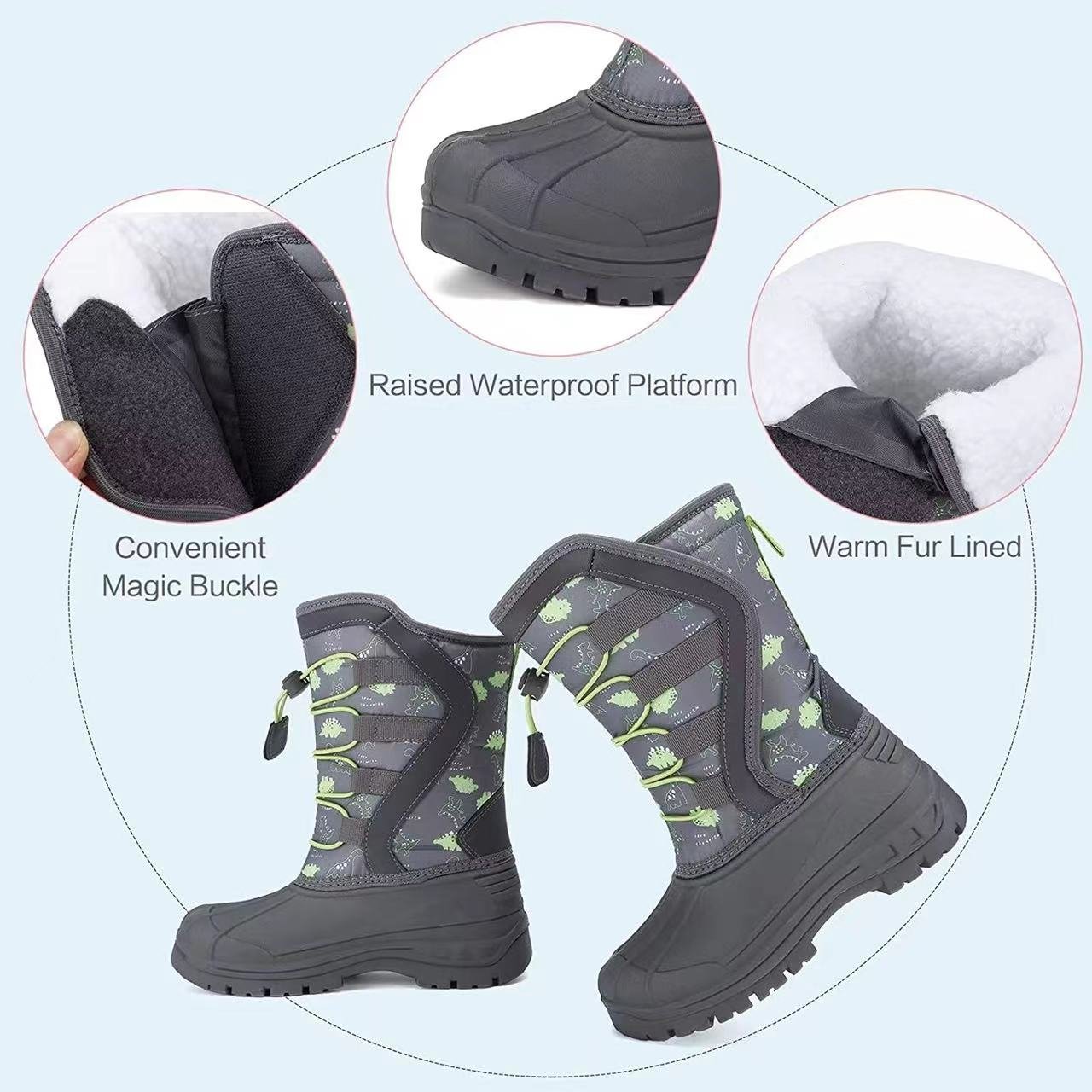 classic popular Anti-slip rubber Tpr sole waterproof Custom kids girl boy outdoor warm snow boots