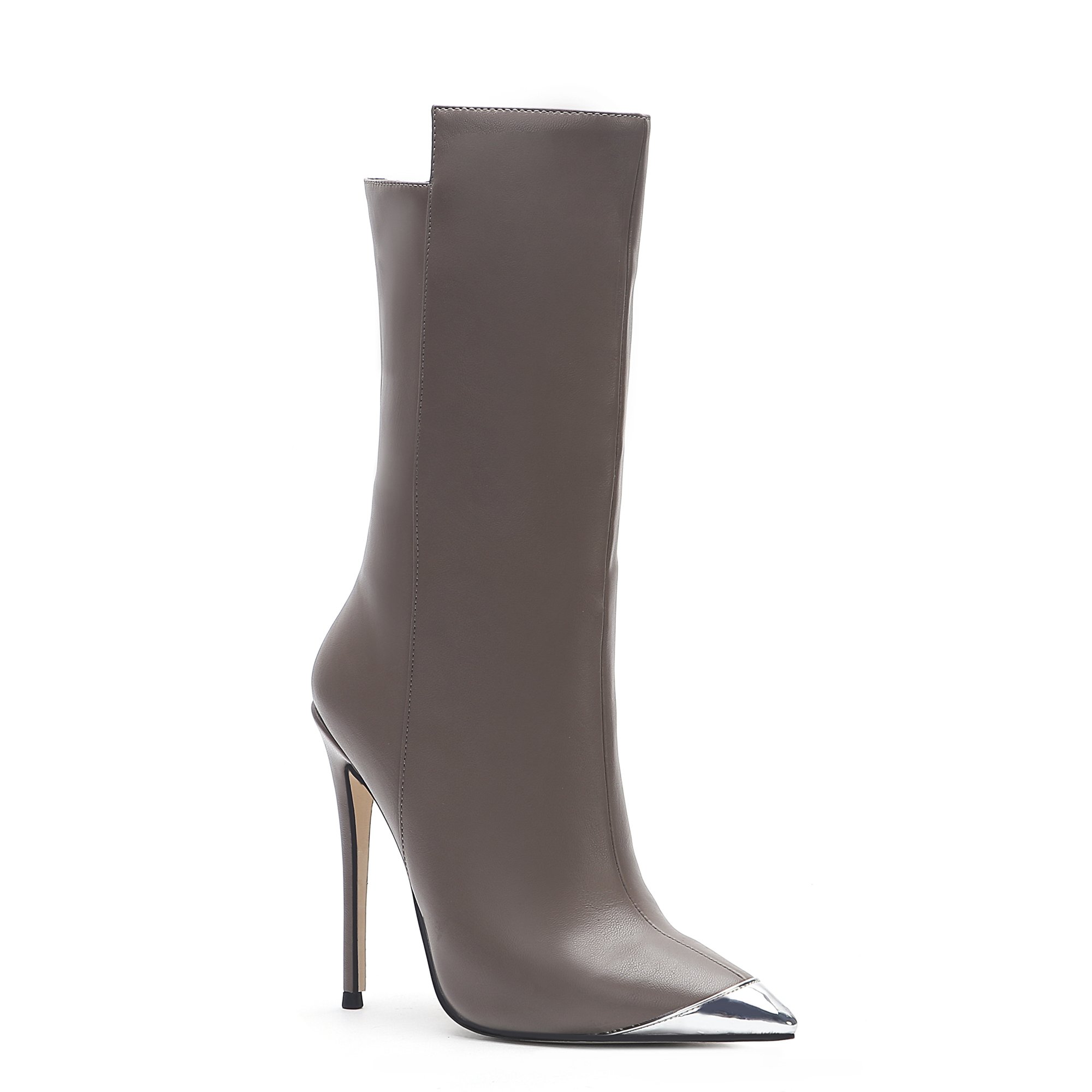 Purecolor Women Boots 2024 New Fashion Ladies Boots Winter Boots Ladies Shoes High Heel Spring PU ZIP Midi Rubber Zipper OEM/ODM