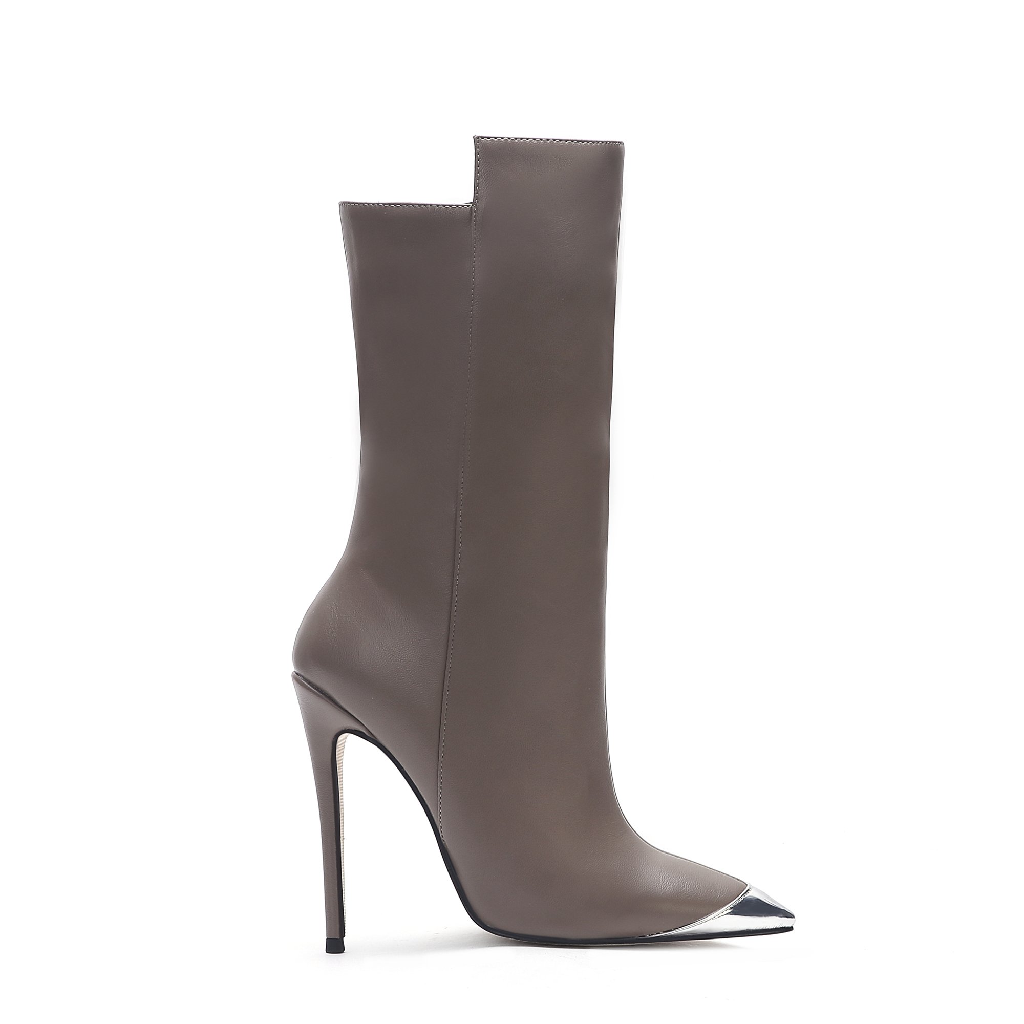 Purecolor Women Boots 2024 New Fashion Ladies Boots Winter Boots Ladies Shoes High Heel Spring PU ZIP Midi Rubber Zipper OEM/ODM