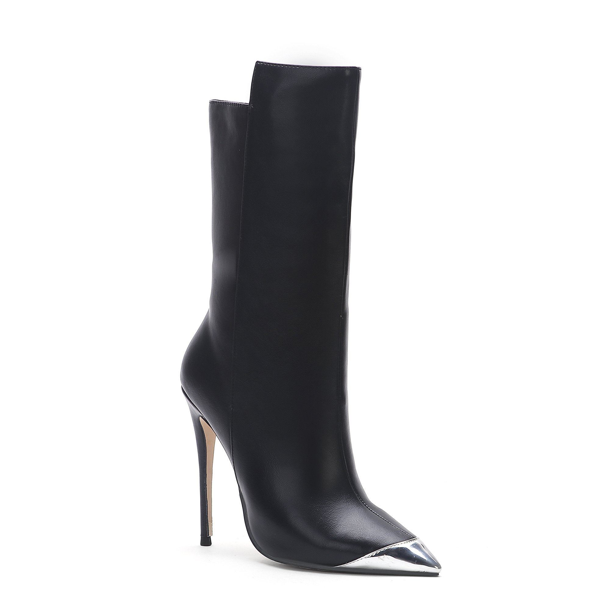 Purecolor Women Boots 2024 New Fashion Ladies Boots Winter Boots Ladies Shoes High Heel Spring PU ZIP Midi Rubber Zipper OEM/ODM