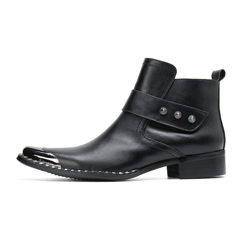 Men'S Autumn And Winter Martin Boots Men'S Black High Top Zipper Boots