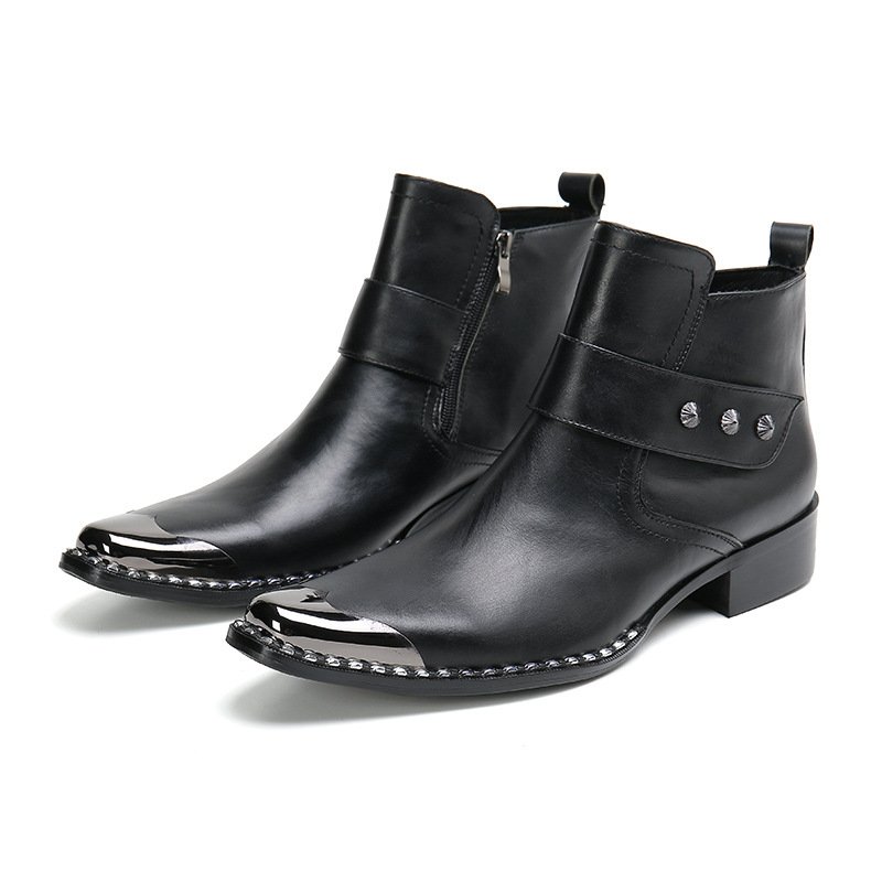 Men'S Autumn And Winter Martin Boots Men'S Black High Top Zipper Boots