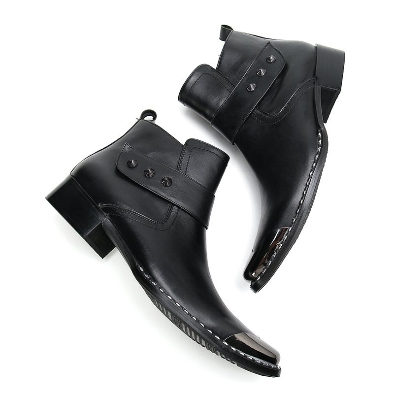 Men'S Autumn And Winter Martin Boots Men'S Black High Top Zipper Boots