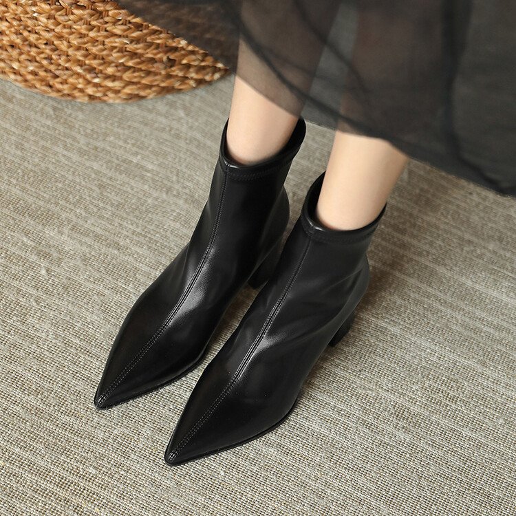 Cialisa Hot Sale New Arrival Fall Winter Women Comfortable Ladies Ankle Boots Block High Heel Shoes