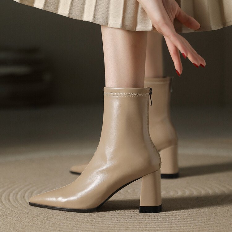 Cialisa Hot Sale New Arrival Fall Winter Women Comfortable Ladies Ankle Boots Block High Heel Shoes