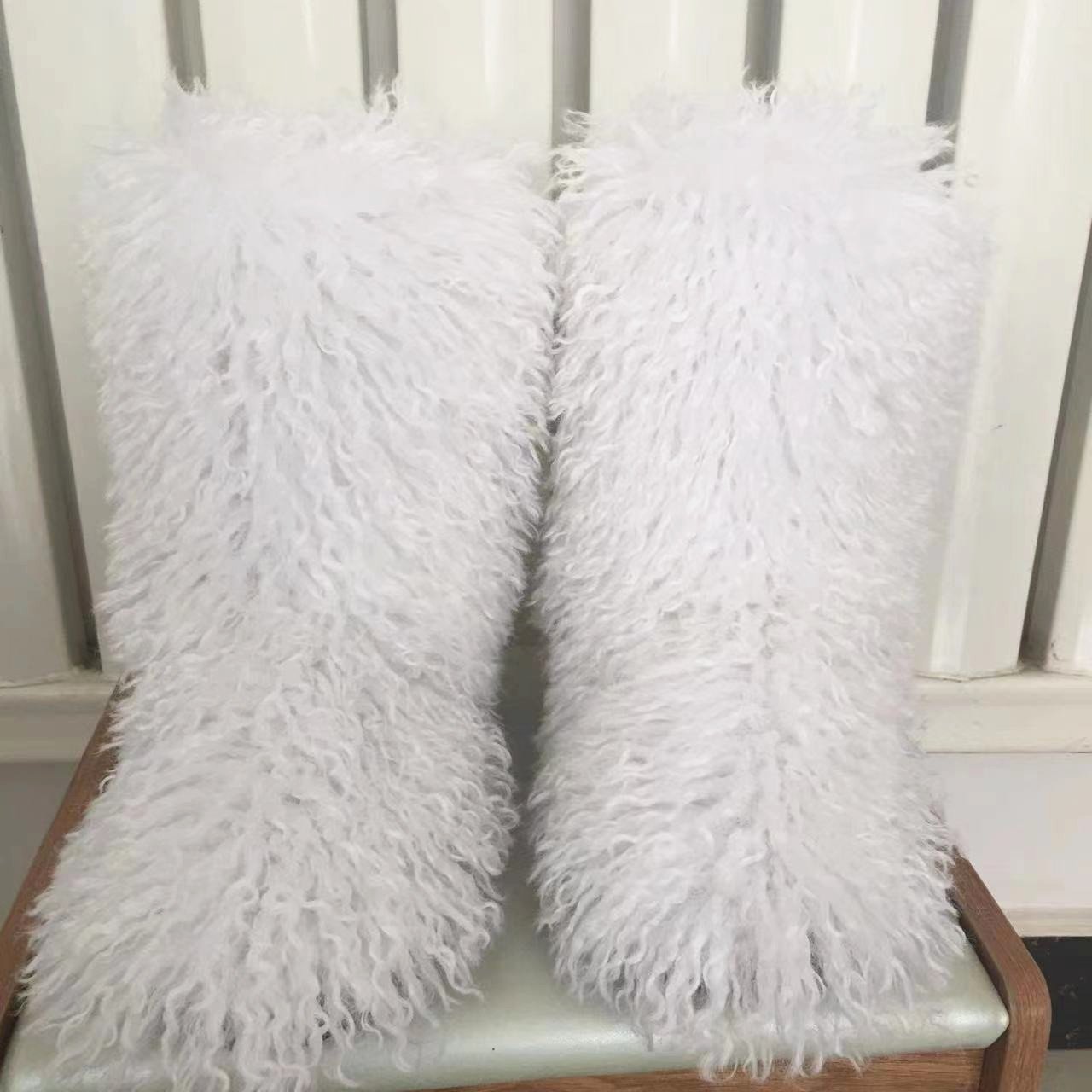 Winter Mongolian women Furry colorful shoes warm Flat Casual footwear faux fur snow boots