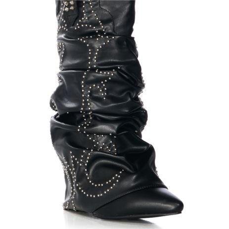 Cowgirl Women Knee High Boots Leather Thick Heel Women Western Boot Support OEM/DOM Fashion Black PU Winter Boots Rubber Solid